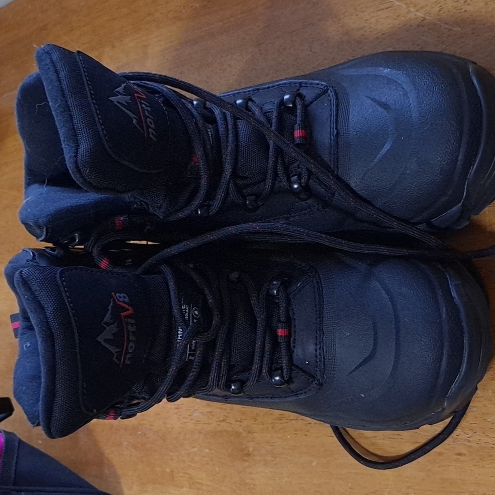 NORTIV 8  Black Kids Insulated Waterproof Boots